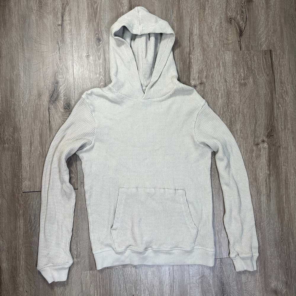 GAP Thermal Waffle Hoodie Pullover Men's Small Brown Beige Long Sleeve